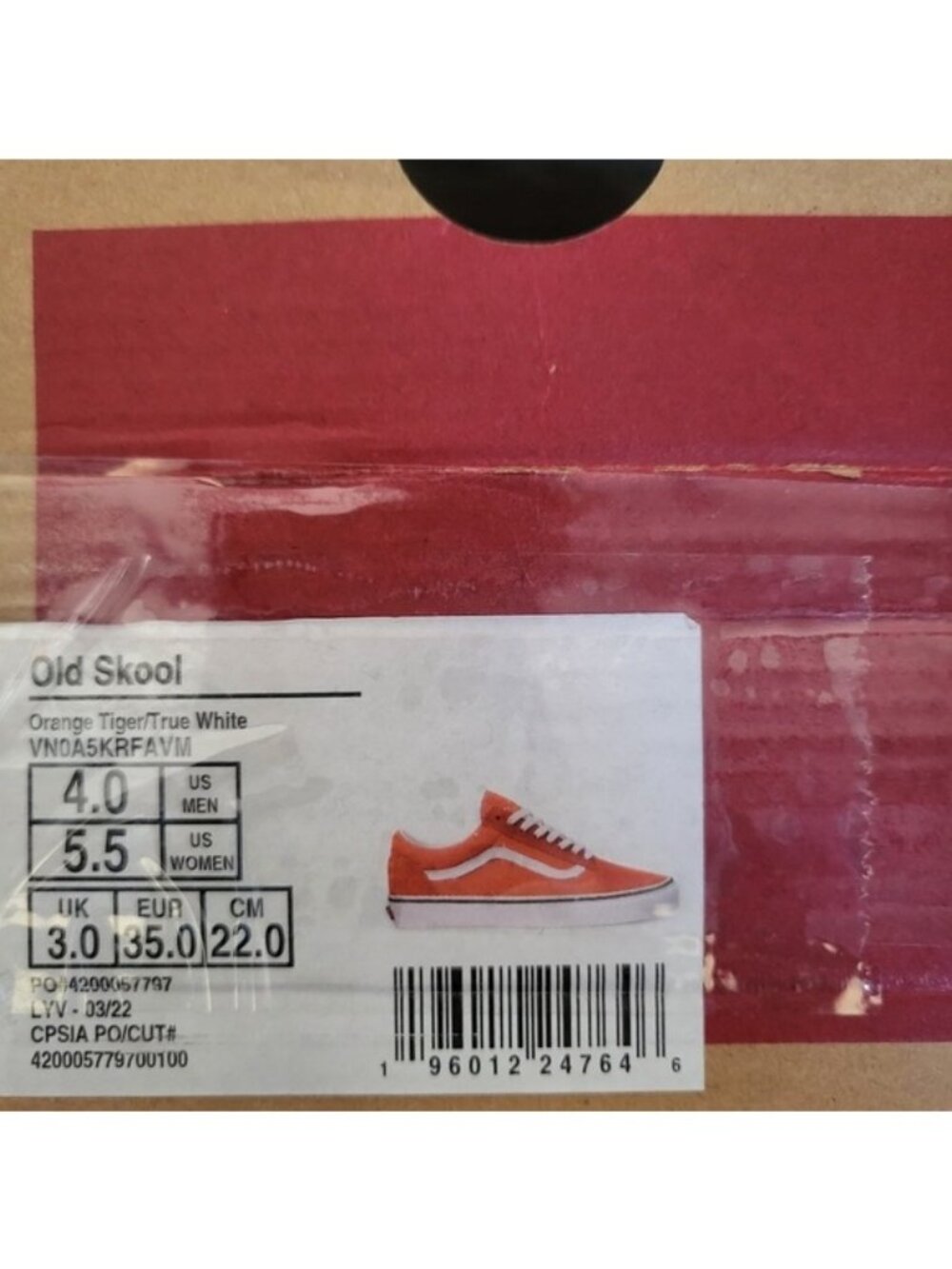 Vans Old Skool Orange Tiger Women 5.5 VNOA5KRFAVM (2022) Suede Canvas 0826 - Picture 8 of 8